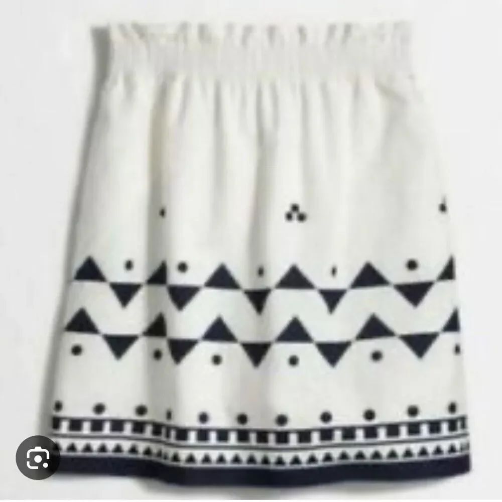 J. Crew Women's White Blue Sidewalk Skirt size 6 Geometric